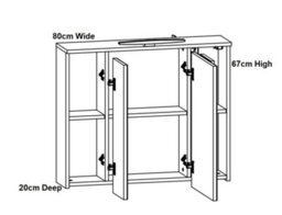 Impact Furniture Bathroom Mirror Cabinet With Led Lights Wall Hung 800mm Illuminated Storage Unit White Cupboard Spice - thumbnail 7
