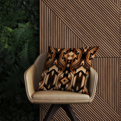 Warren Reed Designer Black And Brown Intricate Pattern Outdoor Cushion 60Cm X 60Cm