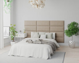 Aspire Easymount Wall Mounted Upholstered Panels, Modular Diy Headboard In Malham Weave Fabric, Mink (Pack Of 8) - thumbnail 4