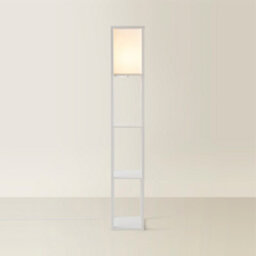 Valuelights Struttura White Shelving Unit Floor Lamp With Fabric Shade - thumbnail 3