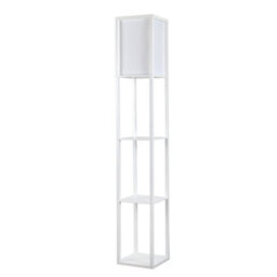 Valuelights Struttura White Shelving Unit Floor Lamp With Fabric Shade