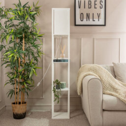 Valuelights Struttura White Shelving Unit Floor Lamp With Fabric Shade - thumbnail 7