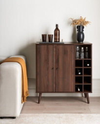Beliani Wine Cabinet Tullamore Dark Brown - thumbnail 2