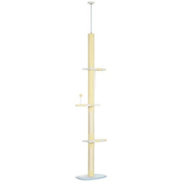 Pawhut 220-260Cm Kitten Tower, Multi-Layer Floor To Ceiling Cat Tree, Yellow - thumbnail 2
