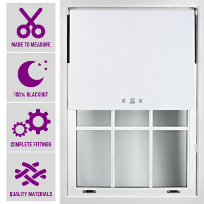 Furnished Triple Square Eyelet Blackout Blind Free Cut Service - White (W)60Cm X (L)210Cm - image 1
