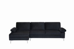 Eco Living Ravenna Jumbo Cord Sectional Corner Left Hand Facing Sofa In Black - thumbnail 2
