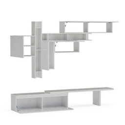 Decorotika Maastricht Moduler Modern Tv Unit Wall Mount Customizable Layout High Gloss White - thumbnail 5