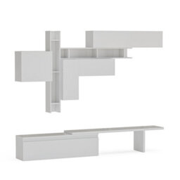 Decorotika Maastricht Moduler Modern Tv Unit Wall Mount Customizable Layout High Gloss White - thumbnail 4