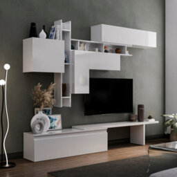 Decorotika Maastricht Moduler Modern Tv Unit Wall Mount Customizable Layout High Gloss White - thumbnail 3