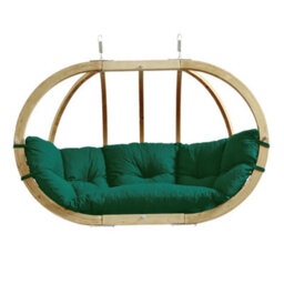 Amazonas Globo Royal Wooden Double Hanging Egg Chair Cushion Verde