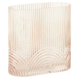 Orsina Large Pink Glass Vase, Textured Glass Flower Vase, Embossed Detailing Pink Modern Vase For Living Rooms - thumbnail 3