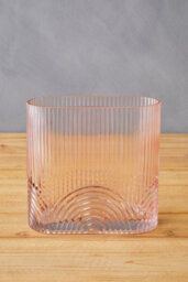 Orsina Large Pink Glass Vase, Textured Glass Flower Vase, Embossed Detailing Pink Modern Vase For Living Rooms - thumbnail 2