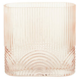 Orsina Large Pink Glass Vase, Textured Glass Flower Vase, Embossed Detailing Pink Modern Vase For Living Rooms