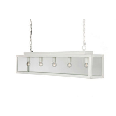 Luminosa Lighting Luminosa Zenia 5 Light Straight Bar Pendant Ceiling Light White Frosted
