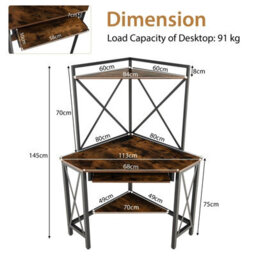 Gainoom Corner Writing Desk Brown Home Office Space-Saving Computer Desk - thumbnail 2