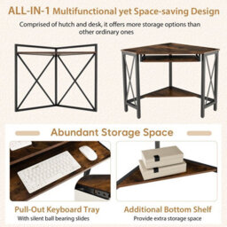 Gainoom Corner Writing Desk Brown Home Office Space-Saving Computer Desk - thumbnail 7