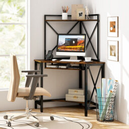 Gainoom Corner Writing Desk Brown Home Office Space-Saving Computer Desk - thumbnail 8