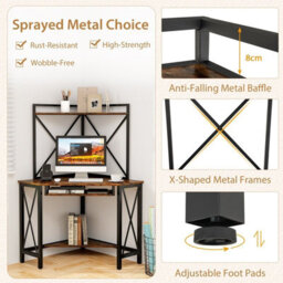 Gainoom Corner Writing Desk Brown Home Office Space-Saving Computer Desk - thumbnail 5