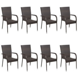 Walplus 9 Piece Garden Outdoor Dining Set Suitable For Backyard, Patio Brown - thumbnail 5