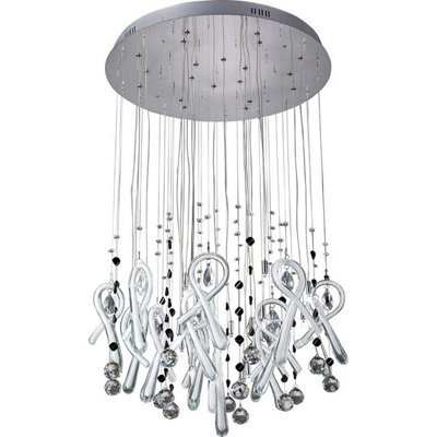 Luminosa Lighting Luminosa Class Pendant Round 20 Light G4 Polished Chrome/white Glass/crystal, Not Led/cfl Compatible - image 1