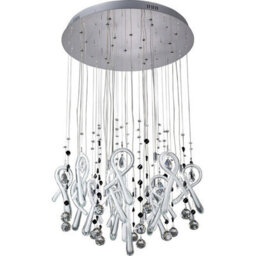Luminosa Lighting Luminosa Class Pendant Round 20 Light G4 Polished Chrome/white Glass/crystal, Not Led/cfl Compatible