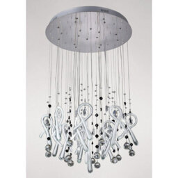 Luminosa Lighting Luminosa Class Pendant Round 20 Light G4 Polished Chrome/white Glass/crystal, Not Led/cfl Compatible - thumbnail 2