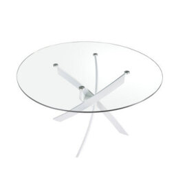 Angel Cerda Stylish Round Tempered Glass Dining Table With White Steel Legs - thumbnail 5