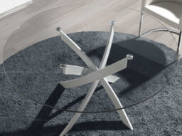Angel Cerda Stylish Round Tempered Glass Dining Table With White Steel Legs - thumbnail 6