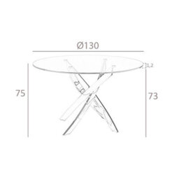 Angel Cerda Stylish Round Tempered Glass Dining Table With White Steel Legs - thumbnail 7