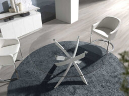 Angel Cerda Stylish Round Tempered Glass Dining Table With White Steel Legs - thumbnail 3