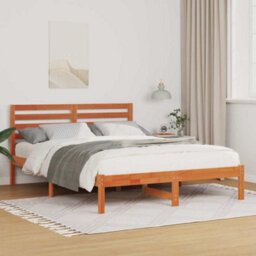 Berkfield Modern With Headboard Wax Brown 140 X 190 Cm Solid Pine Wood - thumbnail 2