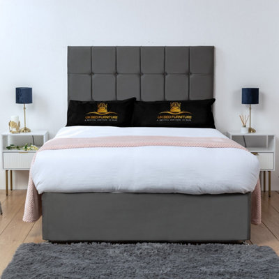 UKBEDFURNITURE Florence Steel Plush Divan Bed Base With 26 Inch Headboard & 10 Inch Orthopaedic Mattress - No Storage - image 1