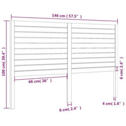 Berkfield Bed Headboard 146X4X100 Cm Solid Wood Pine - thumbnail 6