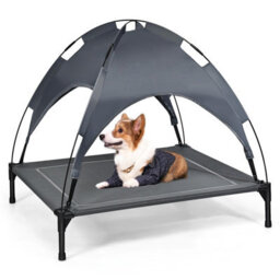 Costway Dog Bed Cat Cot Elevated Pet Tent With Detachable Canopy - thumbnail 1
