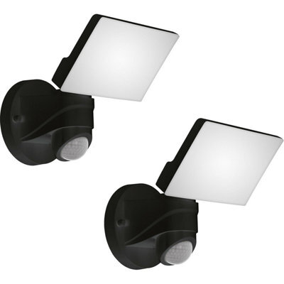 2 Pack Ip44 Rated Outdoor Wall Light With Pir Sensor - Modern Black Plastic 13W Led Lamp - image 1