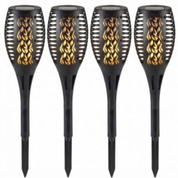 Pluto Packaging 4 X Solar Flaming Torch Garden Light With Realistic Led Flame Effect - thumbnail 2