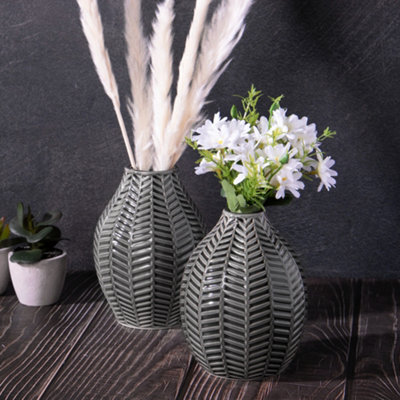 Ceramic Leaf Inspired Vases Set Of 2 - image 1