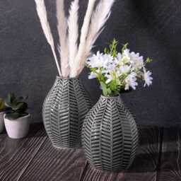 Ceramic Leaf Inspired Vases Set Of 2 - thumbnail 1