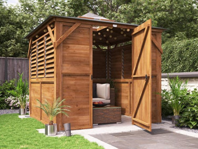 Dunster House Wooden Gazebo With Sides Erin 2.5M X 2.5M Enclosed Louvre Panels Garden Shelter With Roof Felt - image 1