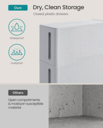 Songmics Slim Rolling Storage Cart, Narrow Bathroom Organizer With Drawers, Space Saving Kitchen Cabinet, Pp Plastic, Gray - thumbnail 4