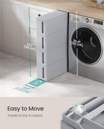 Songmics Slim Rolling Storage Cart, Narrow Bathroom Organizer With Drawers, Space Saving Kitchen Cabinet, Pp Plastic, Gray - thumbnail 5