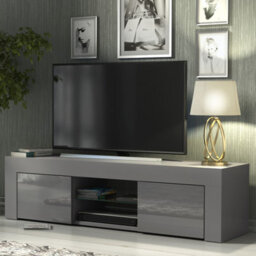 Tv Unit Loom 130Cm - Dark Grey With Gloss Doors