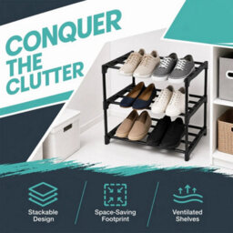 3 Tier Shoe Storage Rack For Entryway Shoe Organizer Solution - thumbnail 3