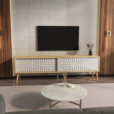 Decorotika Modern Riso Tv Stand Sapphire Oak And White - image 1
