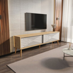 Decorotika Modern Riso Tv Stand Sapphire Oak And White - thumbnail 2