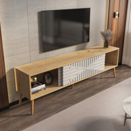 Decorotika Modern Riso Tv Stand Sapphire Oak And White - thumbnail 3