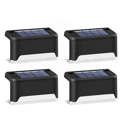 Amorly 4 Pcs Black Warm White Solar Deck Lights Outdoor Waterproof Led Wall Light Garden Landscape Step Lamps Yard Patio Fence - image 1