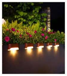 Amorly 4 Pcs Black Warm White Solar Deck Lights Outdoor Waterproof Led Wall Light Garden Landscape Step Lamps Yard Patio Fence - thumbnail 2