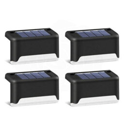 Amorly 4 Pcs Black Warm White Solar Deck Lights Outdoor Waterproof Led Wall Light Garden Landscape Step Lamps Yard Patio Fence - thumbnail 1
