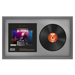 "30X17"" Dark Grey Modern Vinyl Record Frame With Silver Mount For 12 Inch Lp Album Cover & Disc - Ak Frames"
